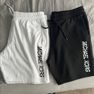 2pr. Of Michael Kors Sportswear shorts with drawstring Wht/Blk and Blk/Wht